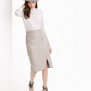 J. Crew Zip Front Purple Gold sparkle Tweed Pencil skirt